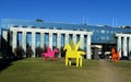 Multi-colored Pegasus sculptures in Warsaw